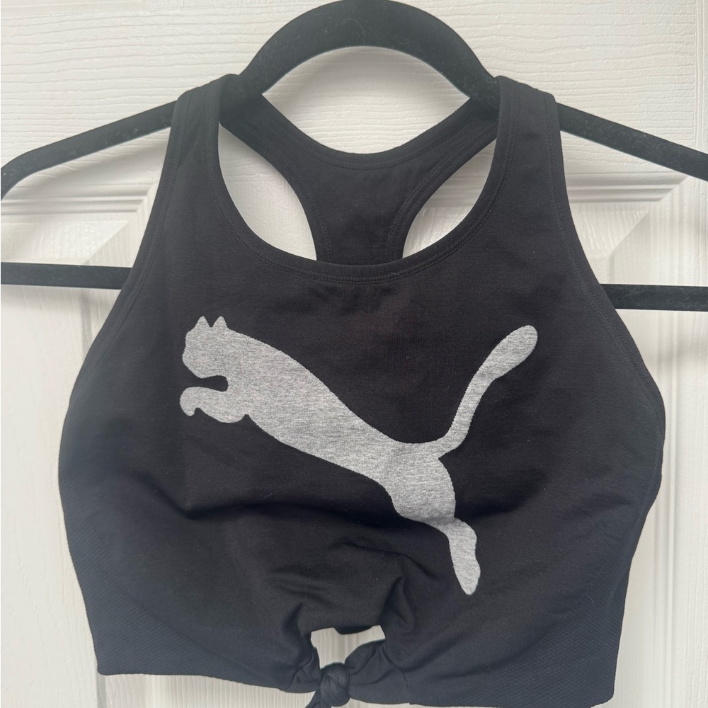Puma Black Crop Top with Silver Logo